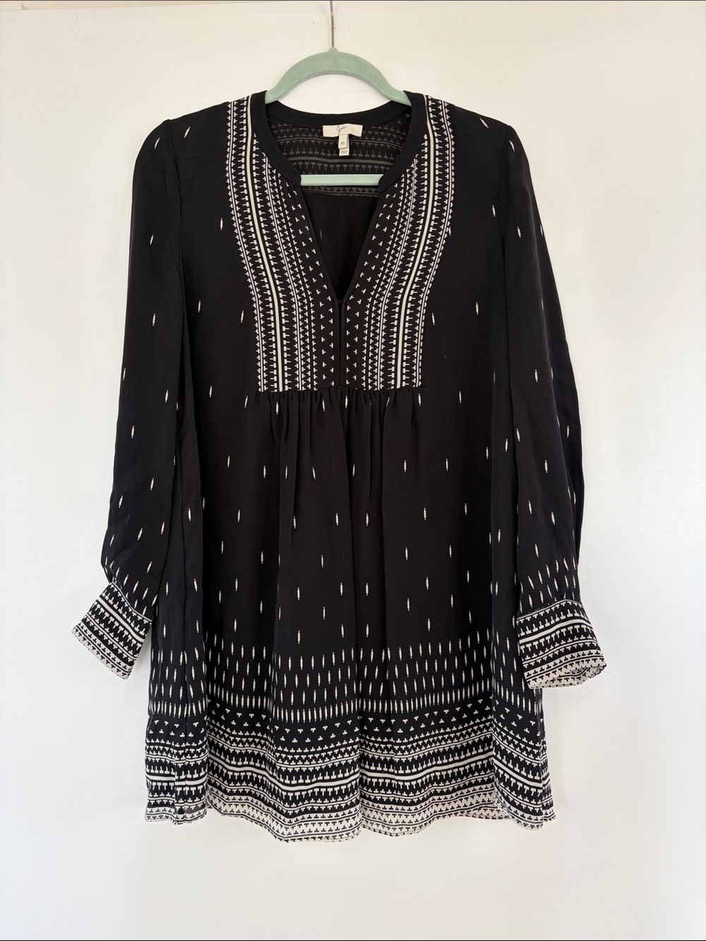 Joie Black & White Silk Embroidered Dress – XS